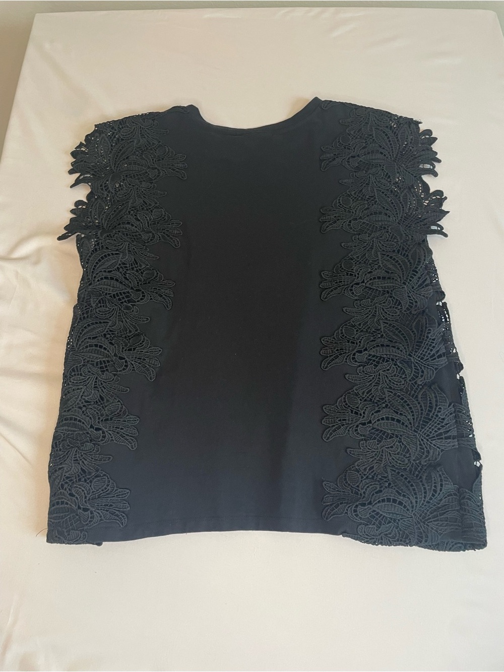 Rafaella Black Sleeveless Top with Floral Lace Panels